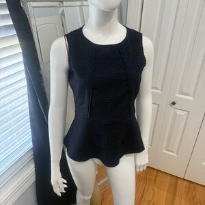 Banana Republic Black Textured Peplum Shell Top